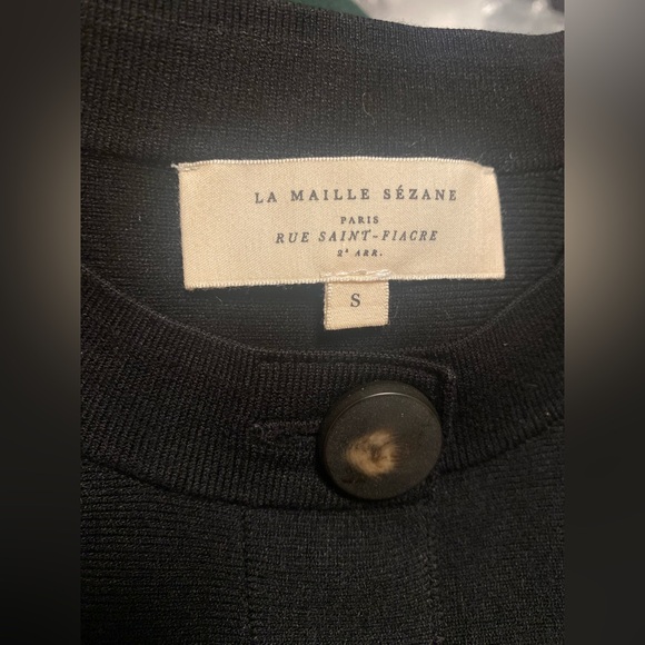 Sezane Ava Black Knit Mini Dress with Button Detail - Picture 5 of 10